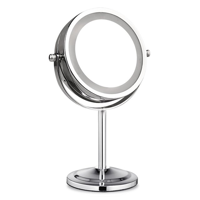 Miroir de Maquillage Grossissement 5X Rotatif Miroir Éclairé à DEL Miroir de Coiffeuse à DEL