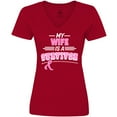 thumbnail image 3 of Inktastic My Wife is a Survivor Breast Cancer Awareness Women's V-Neck T-Shirt, 3 of 5