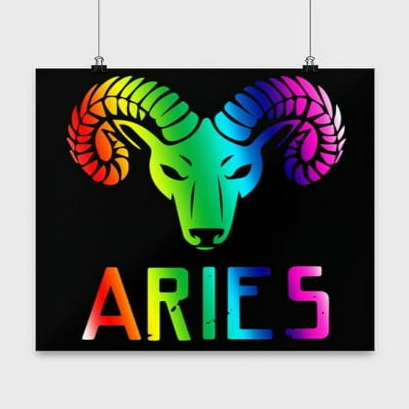 Aries Zodiac Art - Astrology Enthusiast - 13x13 Poster Print - Colorful Decor