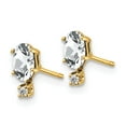 thumbnail image 2 of 14K Yellow Gold Earring Birthstone (04) April Women'S Topaz (White) Oval White Diamond Round 7 mm 3, 2 of 3