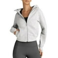 thumbnail image 2 of Womens Zip Up Hoodies Jackets Cropped Sweatshirts Fleece Fall Outfits Casual Comfy Y2k Tops Winter Clothes Light Gray M, 2 of 9