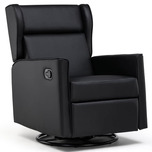 COMHOMA Swivel Rocker Recliner Chair, PU Lether Swivel Glider Reclining Single Sofa for Living Room, Gray