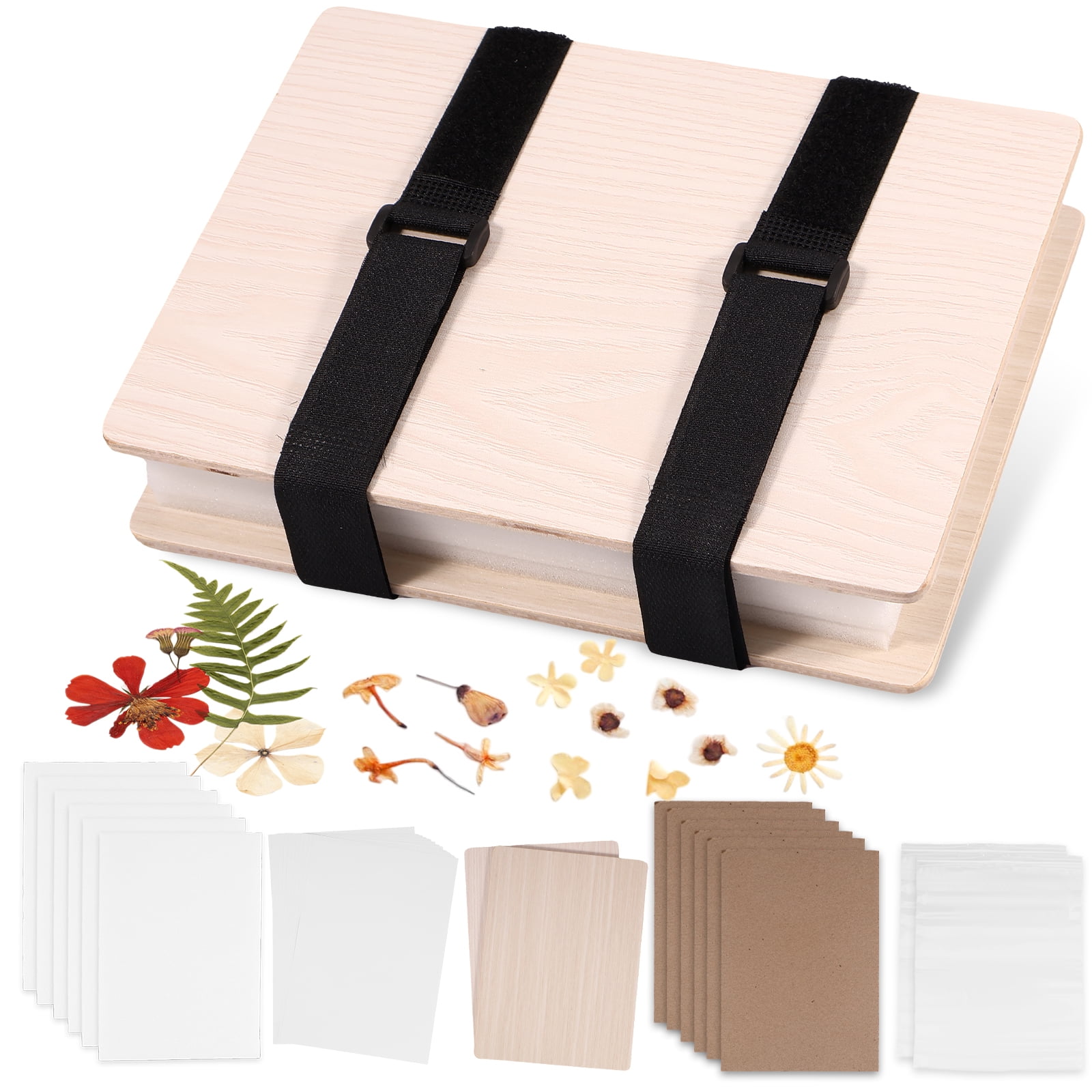 Adifare Flower Press Kit 6 Layers Wooden Flower Press Complete Flower Preservation Kit Portable Leaf Pressing Kit for DIY Flower Preservation Crafts Making Dried Plants 6.7×9.1 in