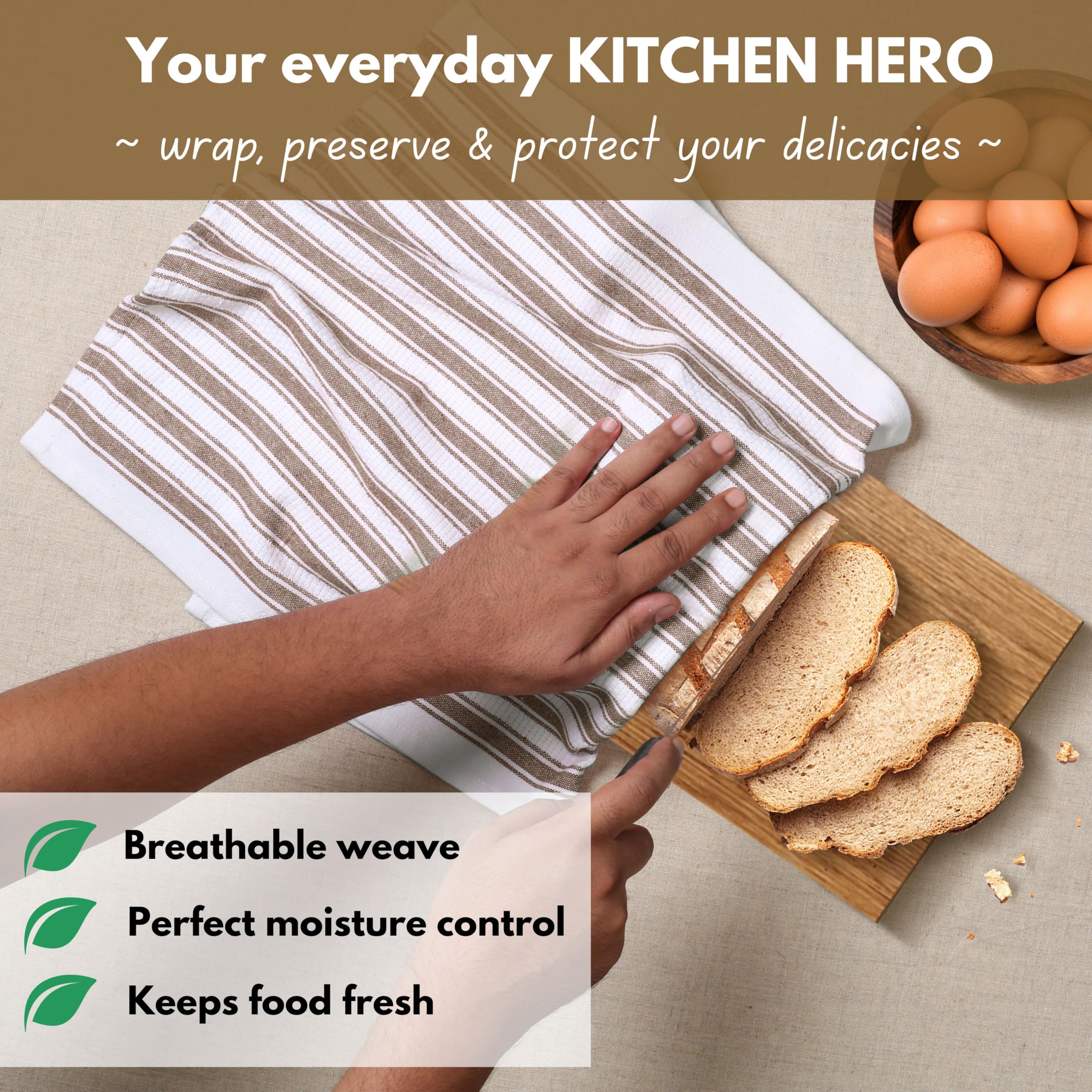 Native Fab Kitchen Dish Cloths 12 Pack, 16x26, Quick Dry Towels with Loop, Brown