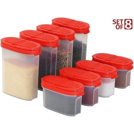 Clear Plastic Square Empty Spice Storage Container with Lid – Mini Kitchen Bottle Dispenser for Herb, Rub, Sugar & More – 2-Way Pouring Sprinkle and Shaker, 100% BPA-Free and Food Safe – Airtight