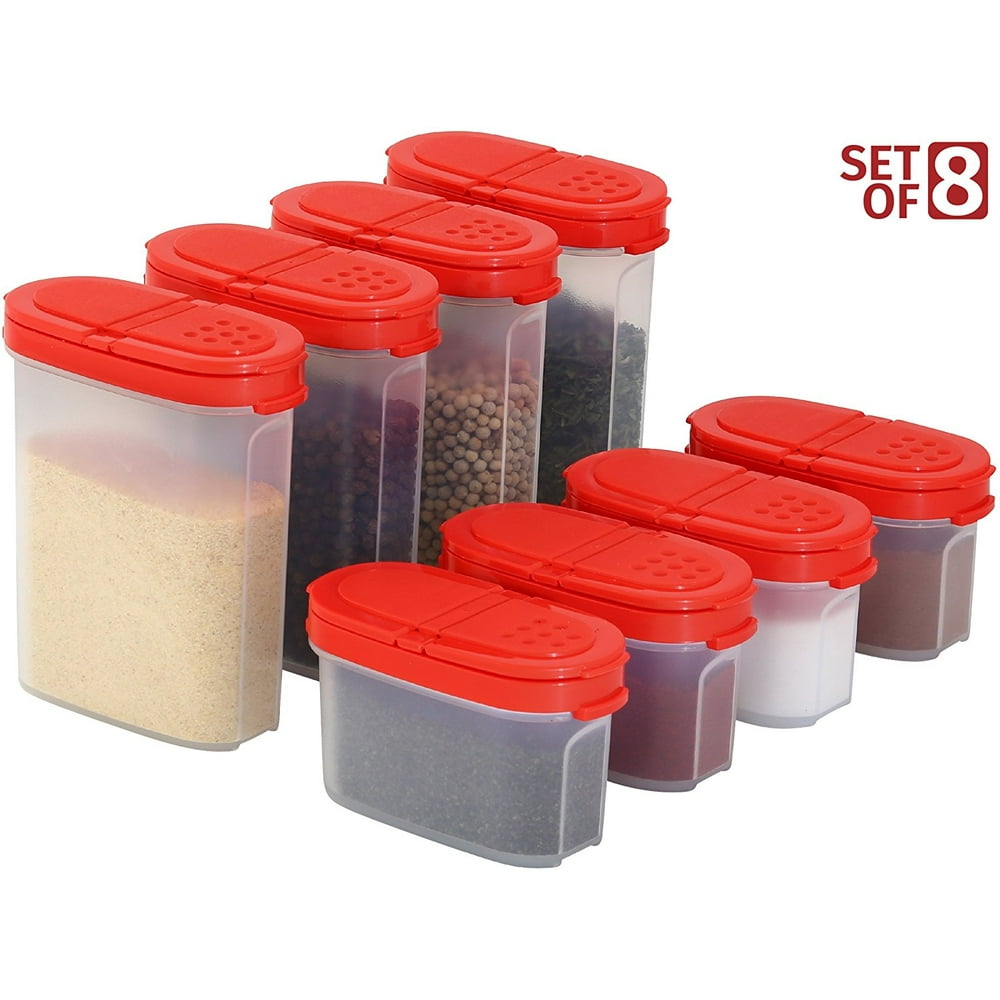 Clear Plastic Square Empty Spice Storage Container with Lid â Mini Kitchen Bottle Dispenser for