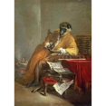 thumbnail image 2 of Jean-Baptiste-Siméon Chardin 14x18 Black Ornate Wood Framed Double Matted Museum Art Print Titled - The Monkey Antiquarian (1740), 2 of 5