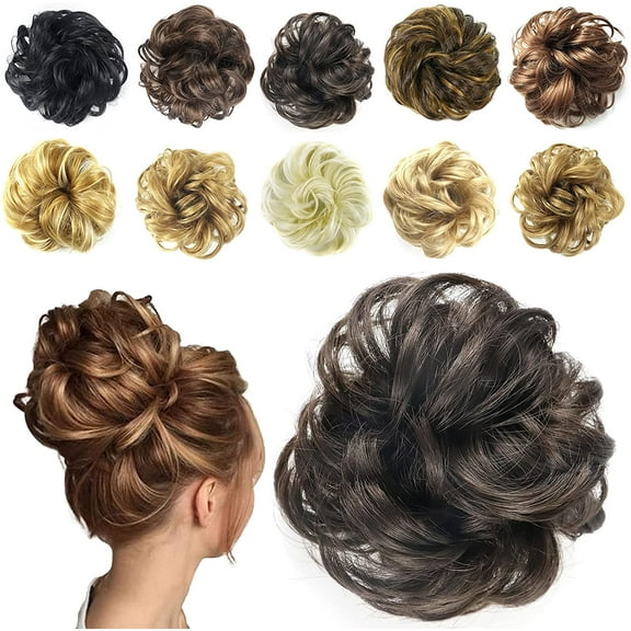 Ealicere Hair Bun Extensions,Messy Curly Hair Scrunchies,Synthetic Hair Extensions With Elastic Rubber Band for Women Updo Donut Chignons ponytail Extensions(8#)