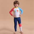 thumbnail image 2 of Uccdo Toddler Boys Rashguard Two Piece Swimsuits Kids Long Sleeve Sunsuits Surf Bathing Suit Swimwear 2-9T, 2 of 8