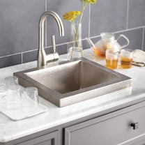 Native Trails Cps32 Manhattan 17" Drop-In Single Basin Copper Bar Sink - Nickel