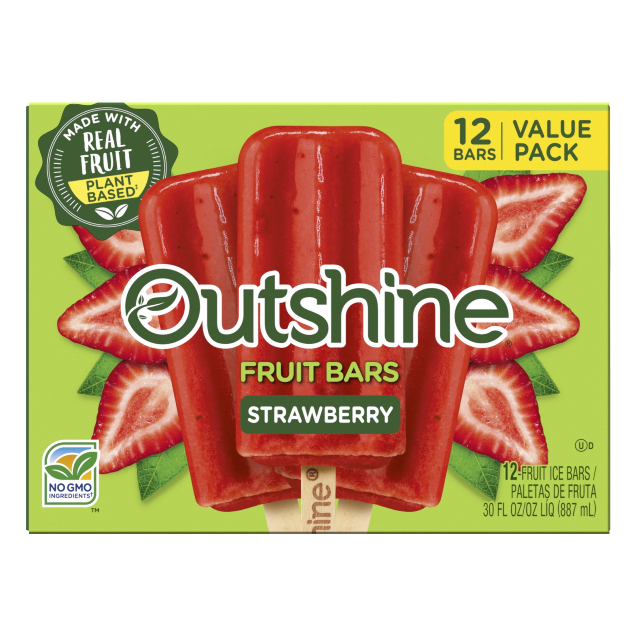 Outshine Strawberry Frozen Fruit Bars, Non-GMO, Gluten Free 12 Count