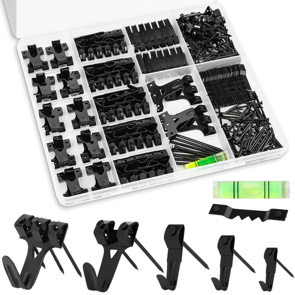 Kit para colgar cuadros KURUI, 385 piezas, con ganchos y herramientas, color negro
