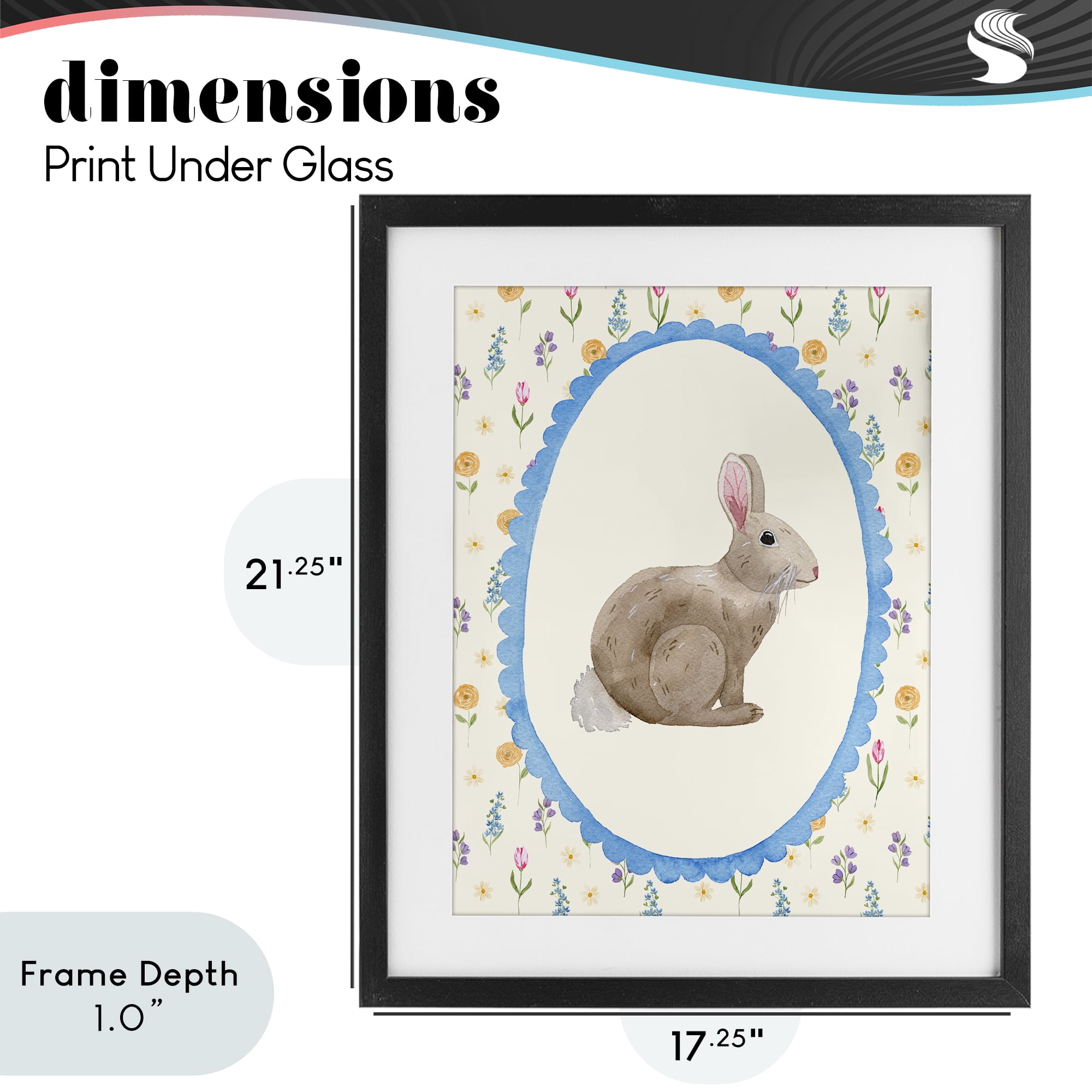 Stupell Industries Delicate Spring Bunny Florals Black Framed Print Under Glass, design by Nina Jacobs