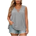 thumbnail image 2 of NominalSnug Plus Size Sweaters Vest for Women Ribbed Knit Sleeveless Top Crisscross V Neck Pullover Top Casual Loose Pleated Tunic Tops, 2 of 6