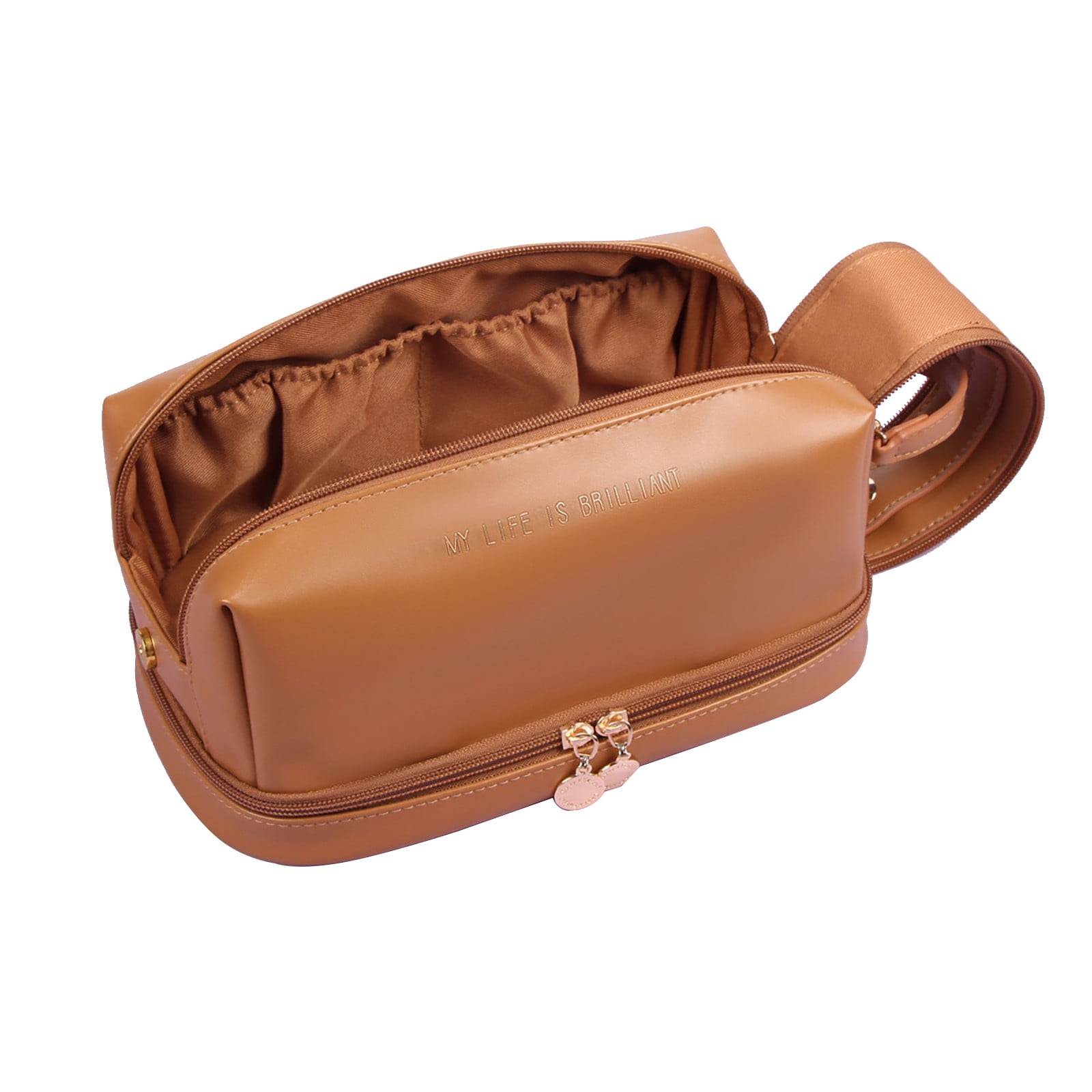 Brown Leather Makeup Bag