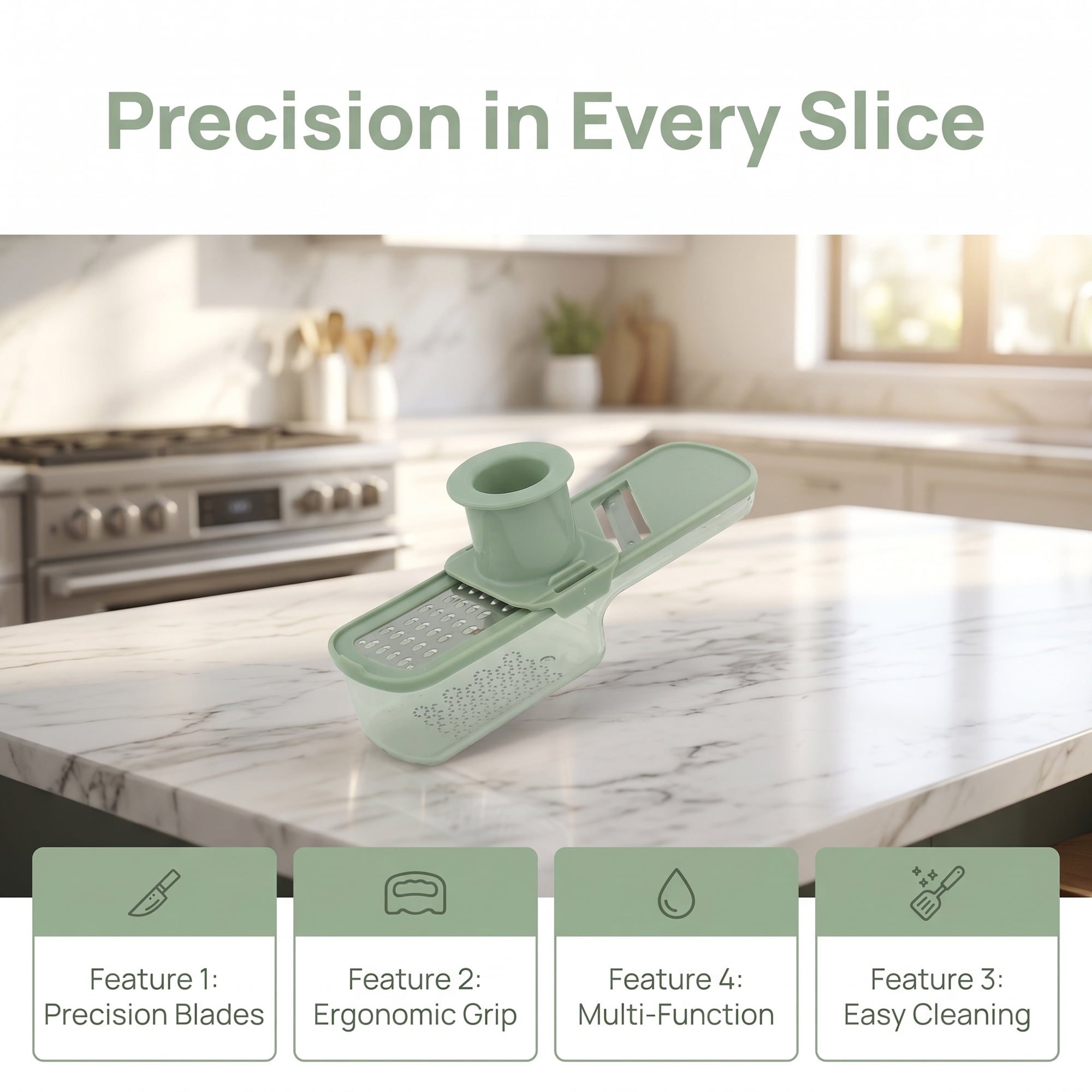 Unique Bargains Stainless Steel Blades 3-in-1 Cutter Slices, Chops and Grates Green 1 pcs