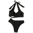 thumbnail image 6 of WREESH Womens One Piece Swimsuits Backless Solid Color Bikini Without Steel Support Swimsuit Sleeveless Bathing Suits Black, 6 of 6