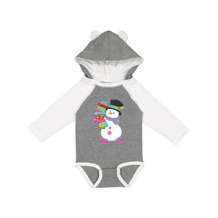 

Inktastic Snowman With Presents Carrot Nose White Snowman Gift Baby Boy or Baby Girl Long Sleeve Bodysuit