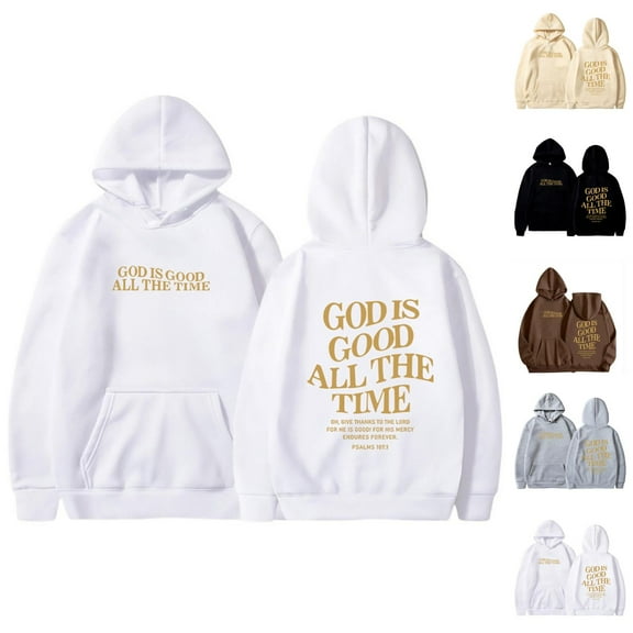 Christian Hoodies for Women 2025 God Is Good All The Time Hoodie with Pockets Hooded Sweatshirt Women Pullover