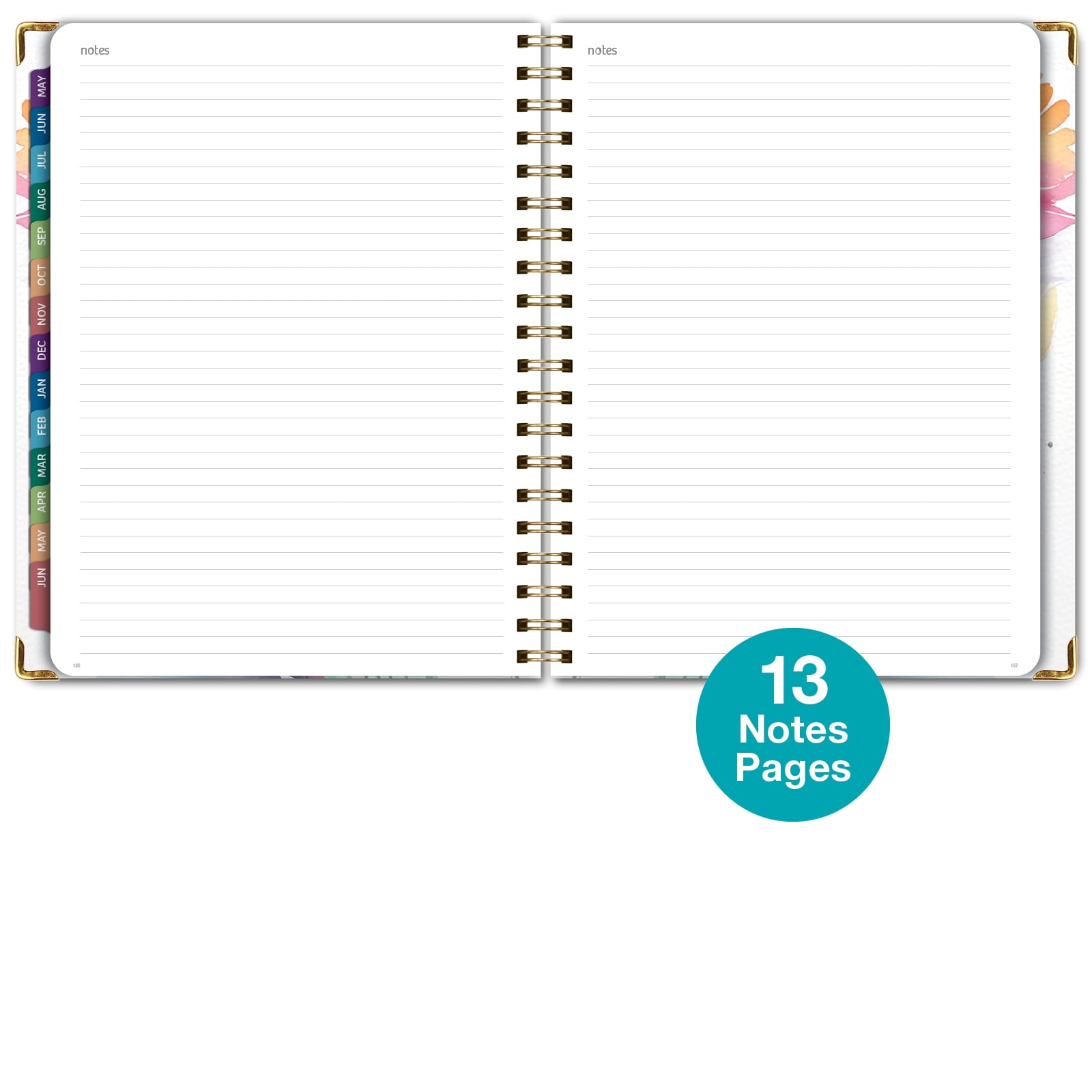 2026-2027 Excello Brands 8.5" x 11" Academic Year Hardcover Fashion Planner, Weekly/Monthly, 14 Month, Rainbow Floral