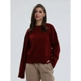 thumbnail image 2 of Women'S Oversized Sweaters Fuzzy Chunky Warm Pullover Sweater Wine Red M, 2 of 8