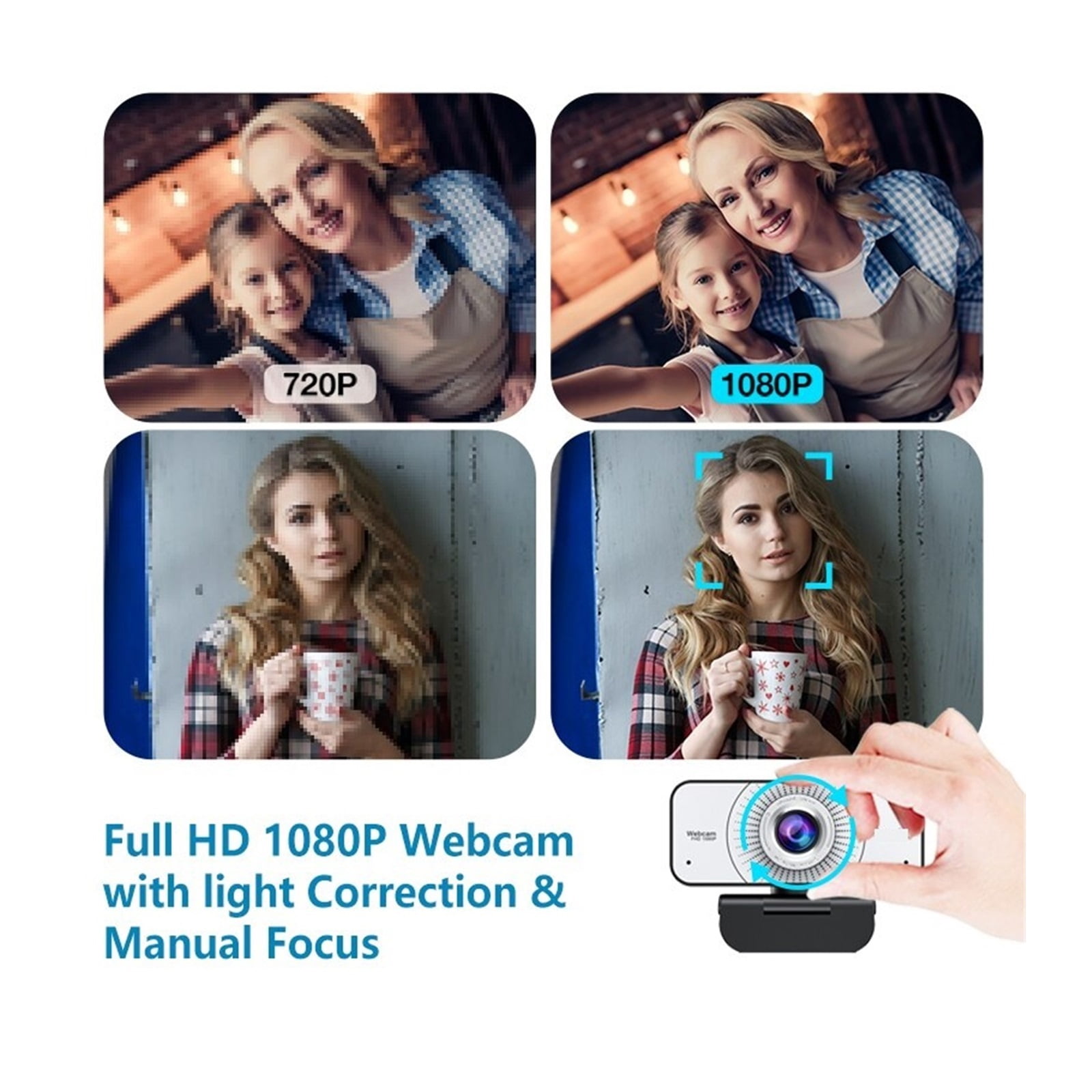 Webcam Full HD 1080P Webcam Manual Focus With Microphone USB For PC Computer For Conferencing, Live Streaming ,HD Video