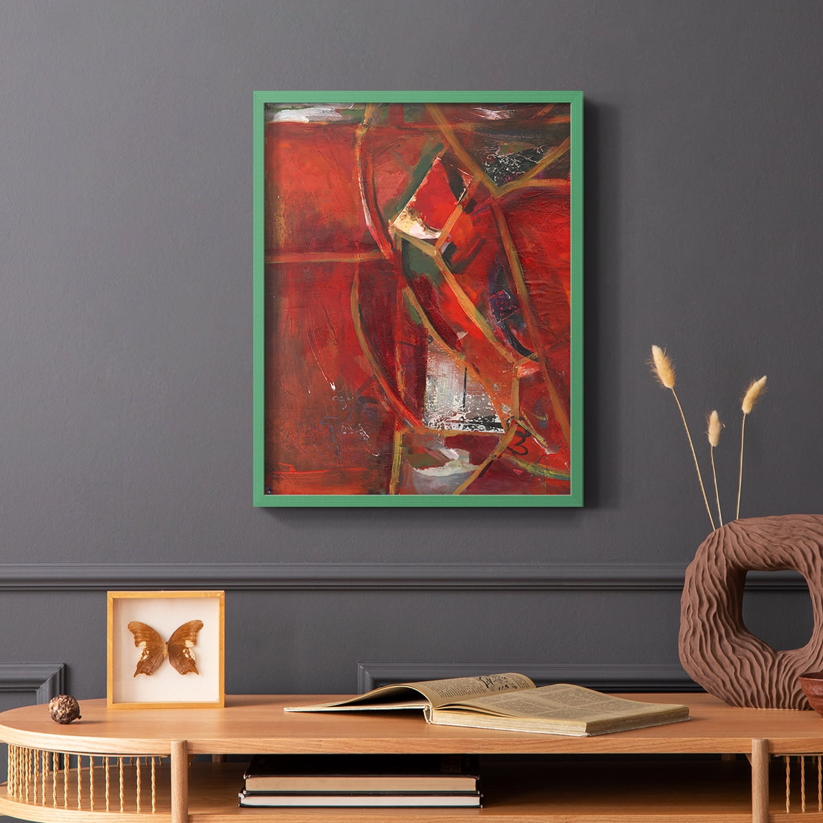 City Life II Framed Print in Green Solid Wood Framed Print No Nail Hanging