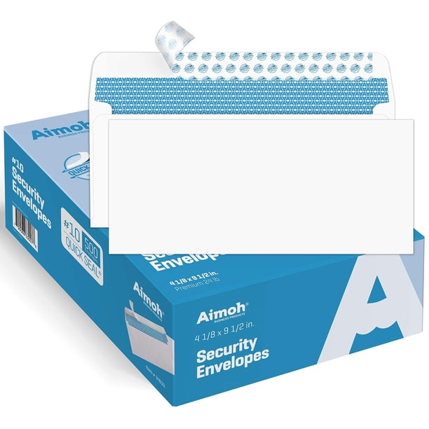 #10 Sobres Autosellados De Seguridad Diseño Sin Ventanas Patrón De Tinte De Seguridad Premium Cierre De Sellado Rápido Ultra Fuerte - Enveguard - Tamaño 4-1/8 X 9-1/2 Pulgadas - Blanco - 24 Lb - 500 U
