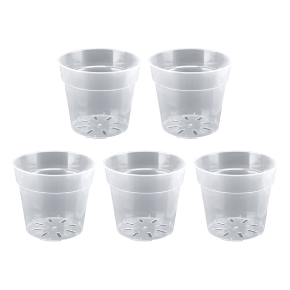 Set of 5 Clear Nursery Pots for Plants Transparent Plastic Plant Flower Pot with Drainage Holes High Transparency Seedling Planter for Seed Starter(9.76 Inch in Diameter,without Tray)