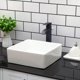 thumbnail image 4 of Kichae Fregadero cuadrado de 15 x 15 para baño, porcelana, cerámica, blanco, lavabo sobre encimera, moderno fregadero para gabinete, lavabo, hotel, lavabo artístico, lavabo para el hogar, 4 of 7