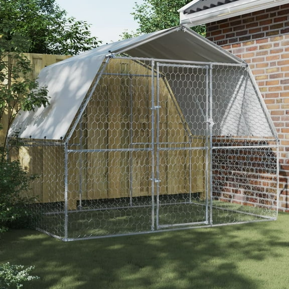 vidaXL Dog Cage Silver Galvanized steel, Polyethylene Ample activity room