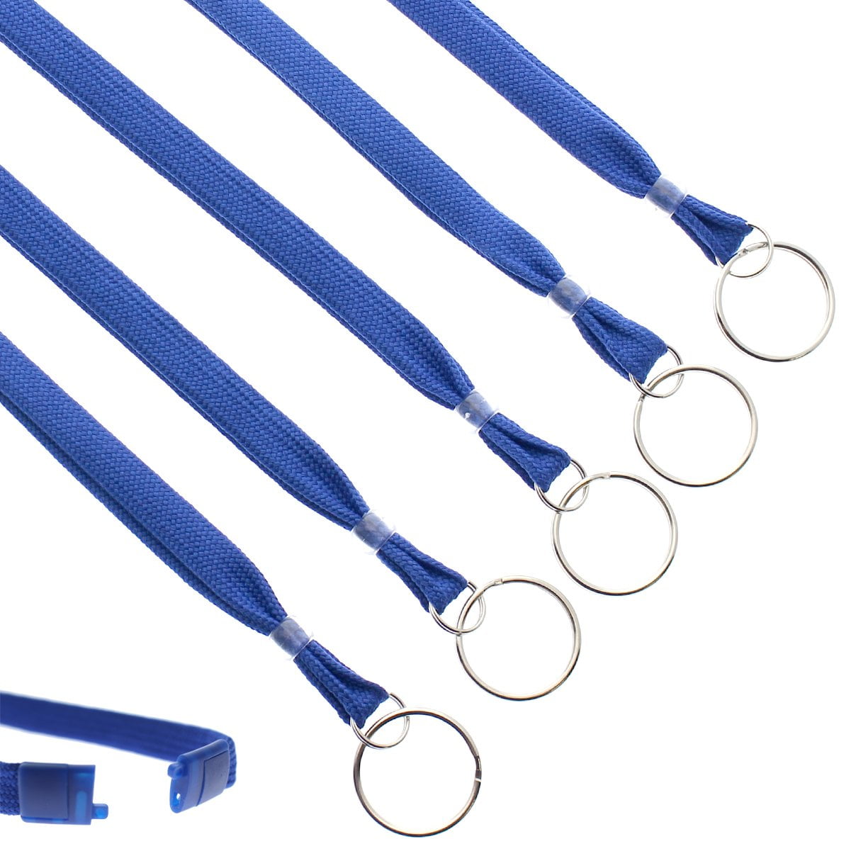 BLUE LANYARD Key chain Neck strap ID Holder Detachable clasp SOLID royal color 