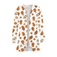 thumbnail image 4 of Women Open Front Cardigan Long Sleeve Pumpkin Spice Latte Print Casual Lightweight Fall Holiday Outerwear, 4 of 7