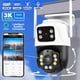 thumbnail image 2 of 1 Cámara de Seguridad Exterior con 2 Lentes, WiFi Doble-Lente 2.4GHz IP Inalambrica para Monitoreo y Vigilancia en Hogar - AI Detección Humana Visión Nocturna a Color Interior/Externa,, 2 of 15