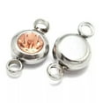 thumbnail image 4 of U8MO 50PCS Flat Round 304 Stainless Steel Cubic Zirconia Links Charms Pendants-PearlPink, 4 of 5