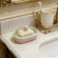 thumbnail image 4 of Soap Dish with Lid and Drainage Holes for Bathroom Sink – Plastic Bar Soap Holder with Transparent Cover, Cute Decorative Design, Pink or Blue, 4 of 6
