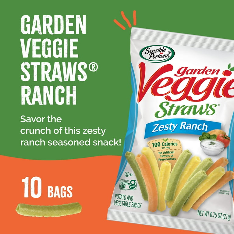 Sensible Portions Garden Veggie Straws Multipack, Ranch, 0.75 oz