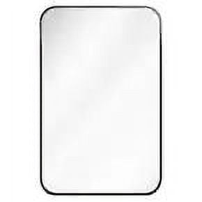 24 in. W x 32 in. H Two-Way Mounted Matte Black Metal Framed Rounded Corner Rectangular Wall Mirror