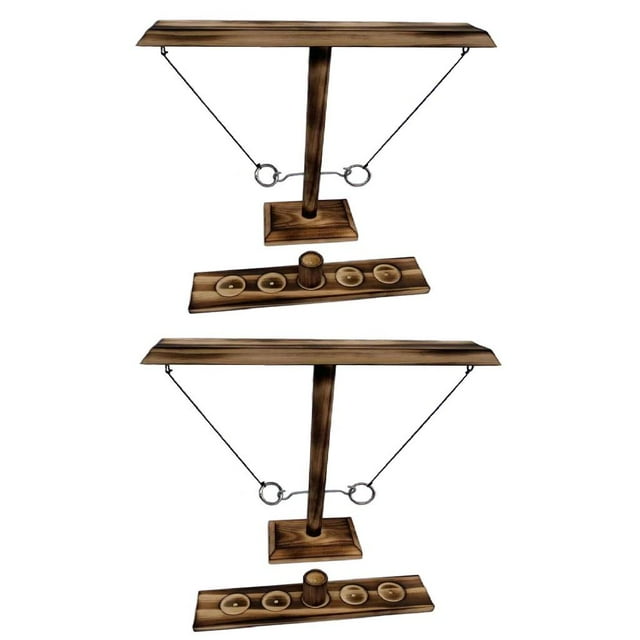 Juegos de Ring Toss,Paquete de escalera de tiro de juegos de lanzamiento de anillos hechos a mano,Hook Ring Toss Battle Game Marcador divertido,Anillos de gancho de madera Toss Battle Bars