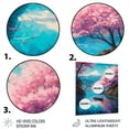 thumbnail image 3 of Designart "Cherry Blossom by the Lake II" Landscape Lake Metal Art Print, 3 of 5