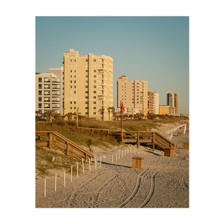 Jax Beach Dunes - Jacksonville Beach Florida Photography Beach Coastal Architecture Boardwalk Sunset Skyline Seaside Unframed Wall Art Print 8 x 10 inches