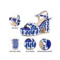 thumbnail image 4 of BLISSFUL STEP Women's Checkered Platform Heels Slingback Strap Block Heel Sandals Blue (Size 5.5), 4 of 7