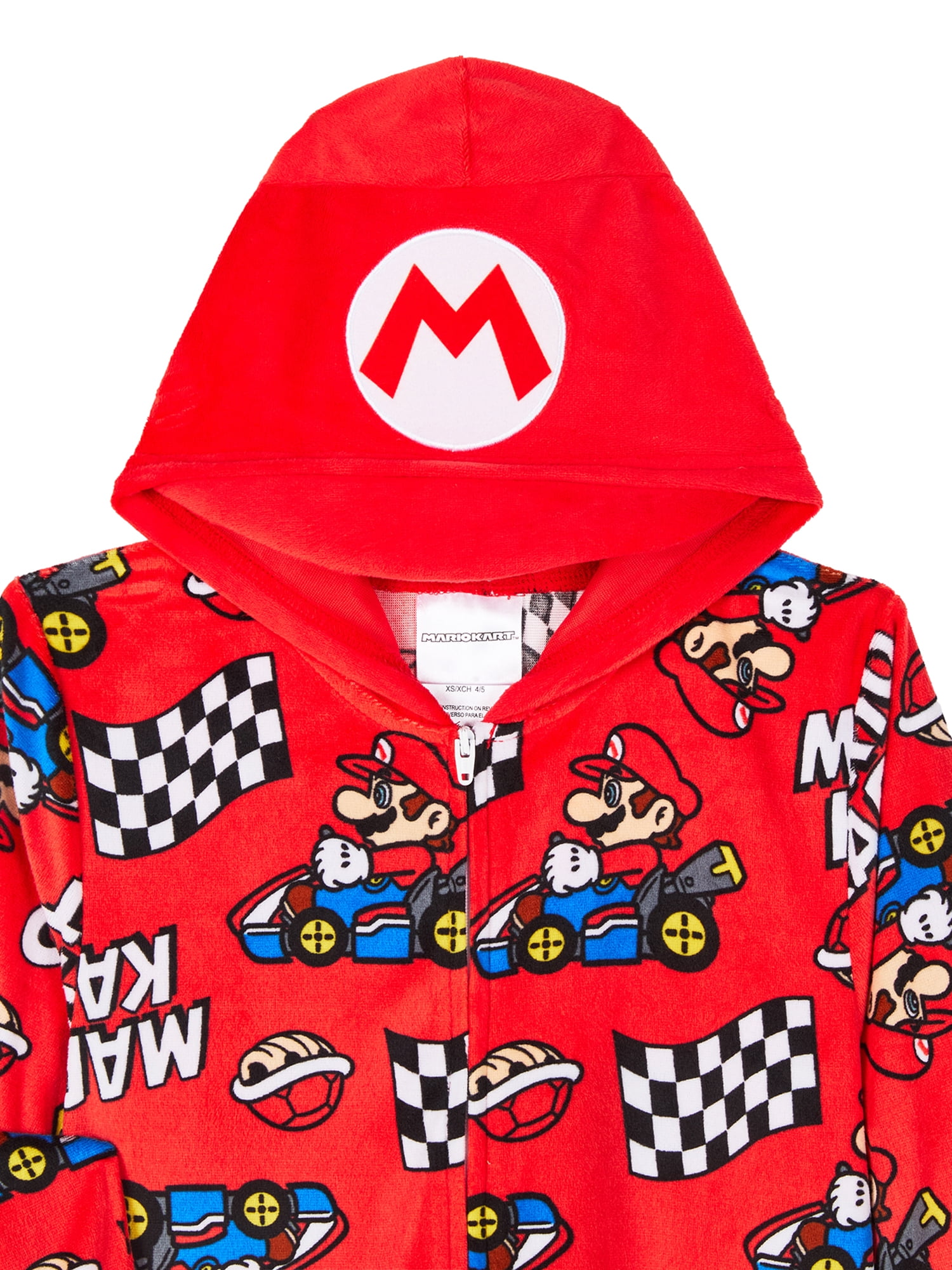 Super Mario Boys Hooded Union Suit Pajama, Sizes 4-12