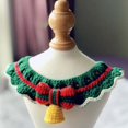 thumbnail image 2 of Collar de gato de ganchillo hecho a mano, verde y rojo, bonito lazo tejido para perro, cascabel de Navidad, Collar, bufanda para mascota, babero, 2 of 2