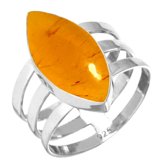 Amber Women Jewelry 925 Sterling Silver Ring