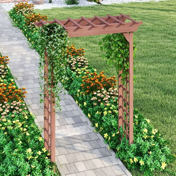 CQSXDA Wooden Arbor Wedding Arch with Rustic Finish, Trellis for Climbing Plants