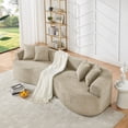 thumbnail image 2 of Modern Cloud 4-Seater Sectional Curved Sofa, Minimalist Compression Living Room Couch, No Assembly Needed, Chenille (Camel), 2 of 11
