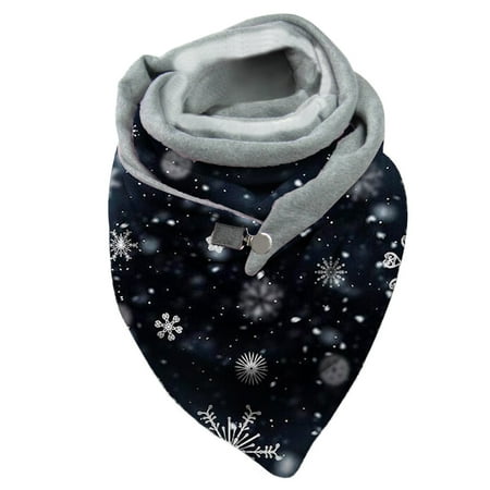

WANYNG Fashion Winter Women Snowflake Print Button Soft Wrap Casual Warm Scarves Shawls Pendants for Scarfs Scarfs for Women Lightweight