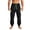 Black, variant on Men Neon Metal Tip Drawstring Elastic High Waist Angular Contrast Patch Cuffed Ankle Knit Jogger Pants Secure Zipper Side Pockets Lightweight Workout Running Sports Trousers S