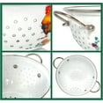 thumbnail image 4 of Enameled Aluminum Fine Mesh Strainer Drainer for Food Enamel Colander/Strainer 2.6 Qt (2.5 L) Pasta Drainer with Handle Rice Strainer (Golden Rooster), 4 of 9